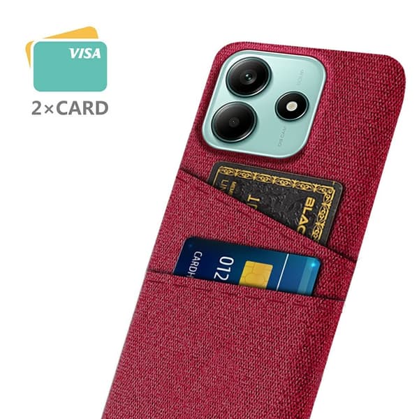 Xiaomi Redmi Note 14 5G Skal Med Kortfack Tygbelagt Röd