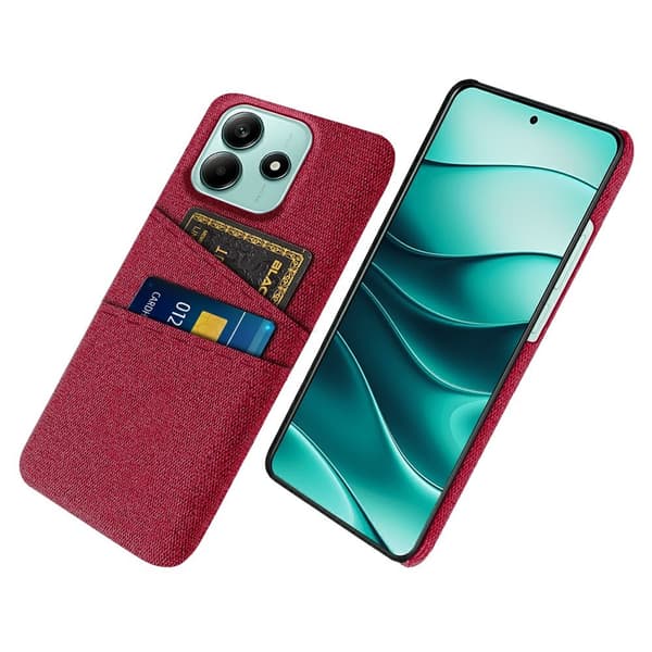 Xiaomi Redmi Note 14 5G Skal Med Kortfack Tygbelagt Röd