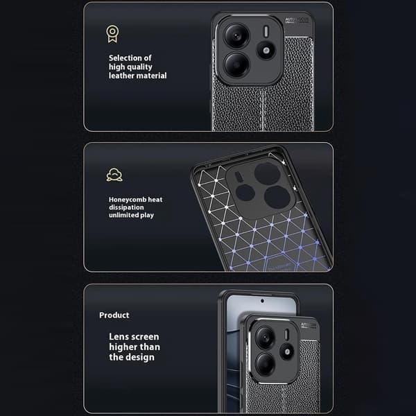Xiaomi Redmi Note 14 5G Skal Litchi Textur Svart