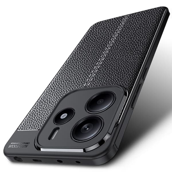 Xiaomi Redmi Note 14 5G Skal Litchi Textur Svart