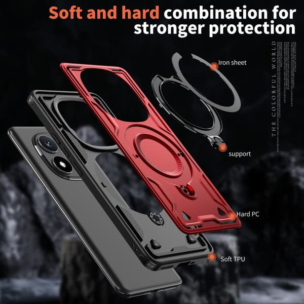 Xiaomi Redmi Note 14 Pro 5G Skal MagSafe Kickstand Hybrid Röd