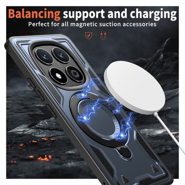 Xiaomi Redmi Note 14 Pro 5G Skal MagSafe Kickstand Hybrid Blå