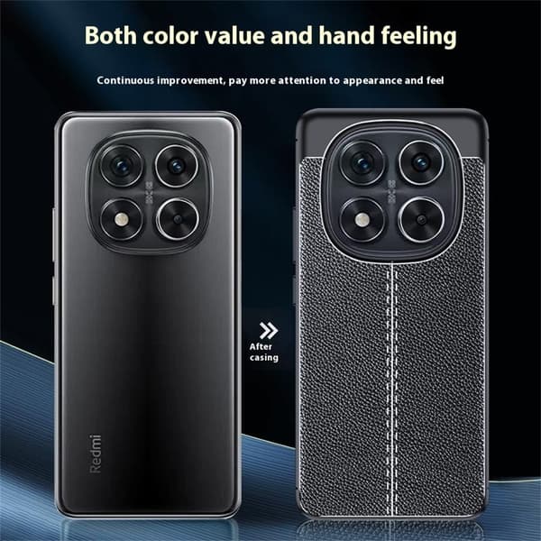 Xiaomi Redmi Note 14 Pro/Pro Plus 5G Skal Litchi Textur Svart