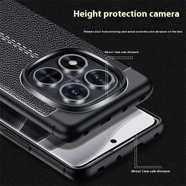 Xiaomi Redmi Note 14 Pro/Pro Plus 5G Skal Litchi Textur Svart