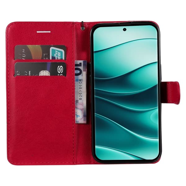 Xiaomi Redmi Note 14 Pro/Pro Plus 5G Fodral Solid Läder Röd