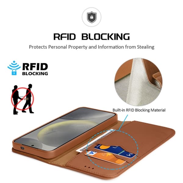 DUX DUCIS Samsung Galaxy S25 Fodral HIVO Äkta Läder Brun