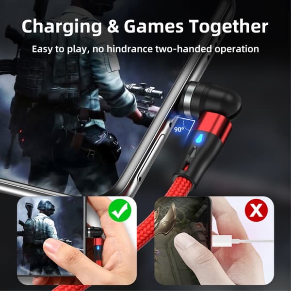 ENKAY 2m 3in1 USB-C / Lightning / MicroUSB 360° Magnetkabel Röd
