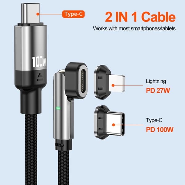 ENKAY 1 m 3in1 USB-C - Lightning / USB-C Magnetisk Svart