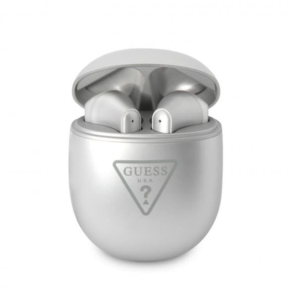 Guess True Wireless Hörlurar Triangle Logo Metallic Silver