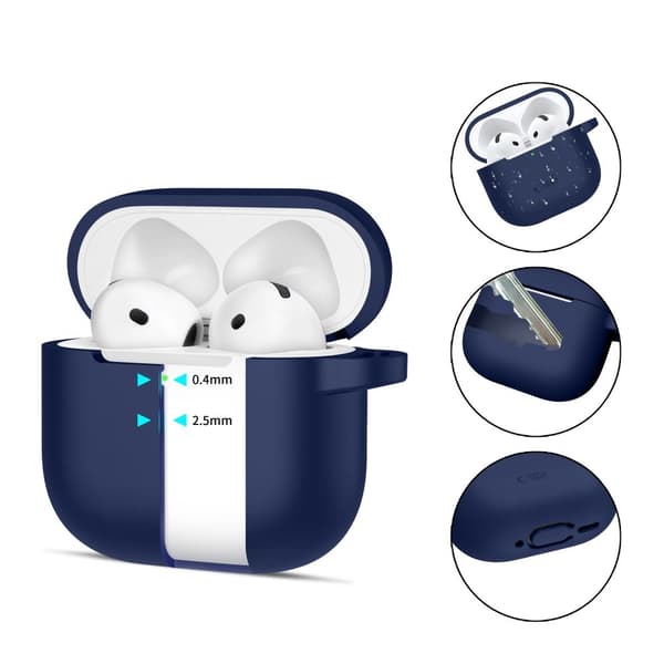 Tech-Protect AirPods 4 Skal Silikon Hook Navy Blue