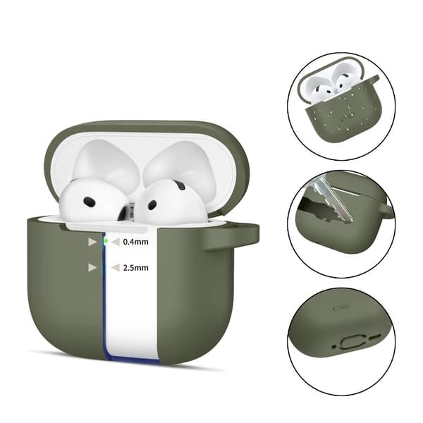 Tech-Protect AirPods 4 Skal Silikon Hook Olive Green