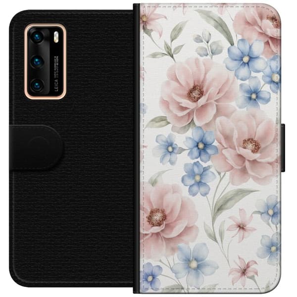 Huawei P40 Plånboksfodral Romantiska blommor
