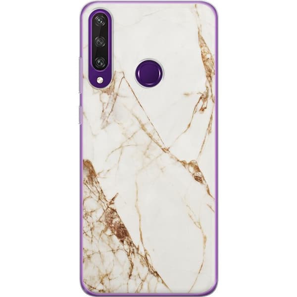 Huawei Y6p Läpinäkyvä kuori Valkoinen marmori
