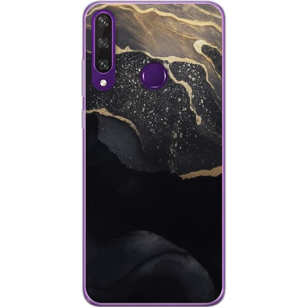 Huawei Y6p Läpinäkyvä kuori Musta kulta abstrakti