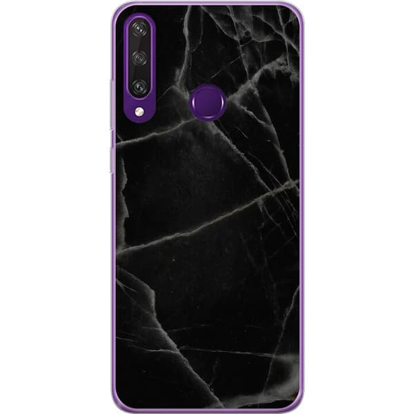 Huawei Y6p Gennemsigtig cover Sort marmor