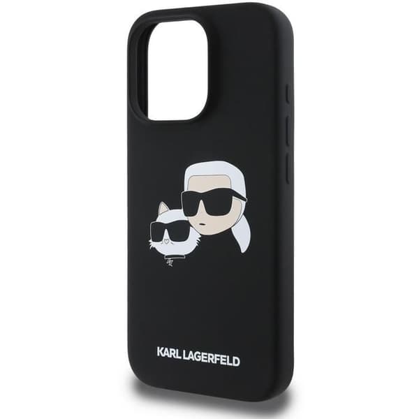 Karl Lagerfeld Liquid Silicone Dubbelhuvud MagSafe Bakskydd för iPhone 16 Pro Max Svart