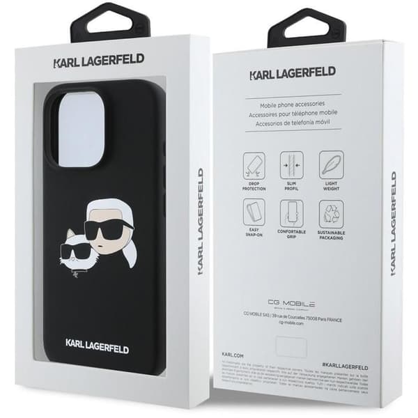 Karl Lagerfeld Liquid Silicone Dubbelhuvud MagSafe Bakskydd för iPhone 16 Pro Max Svart
