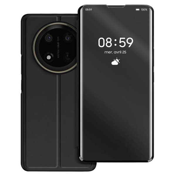 Fodral för Honor Magic 7 Lite Flip Spegel Stöd Svart