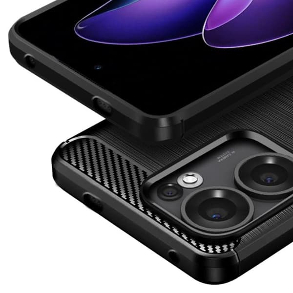 Coque för Oppo Reno 13 F och 13 FS Silikon Design Kolfiber Borstad Svart