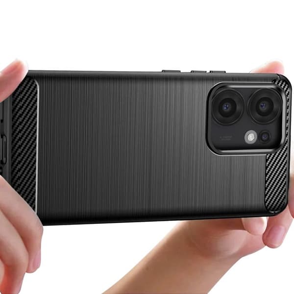 Coque för Oppo Reno 13 F och 13 FS Silikon Design Kolfiber Borstad Svart