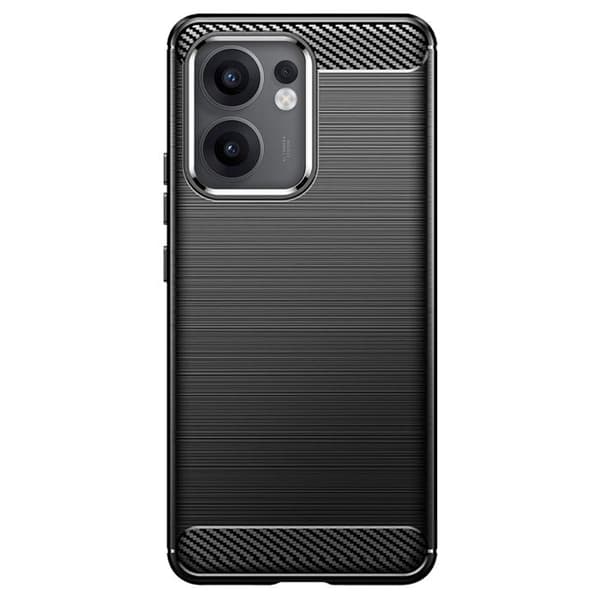 Coque för Oppo Reno 13 F och 13 FS Silikon Design Kolfiber Borstad Svart