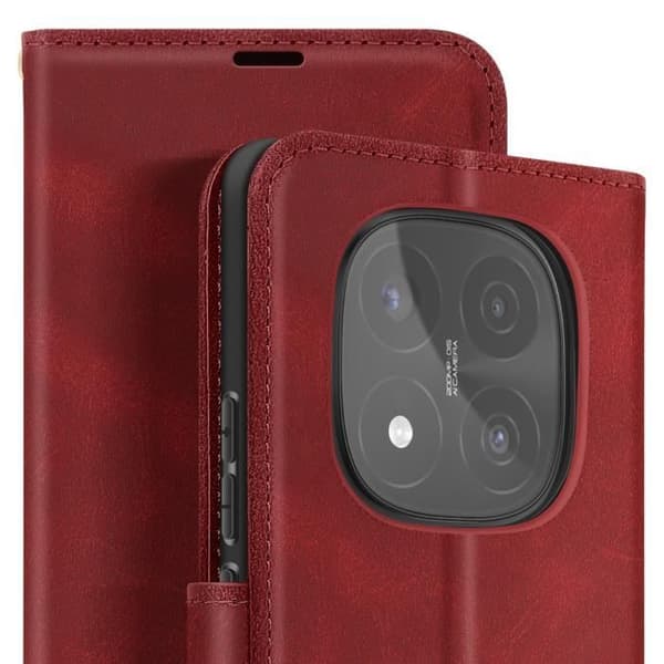 Fodral för Redmi Note 14 Pro och 14 Pro Plus Plånbok Dragkedja Bordeaux