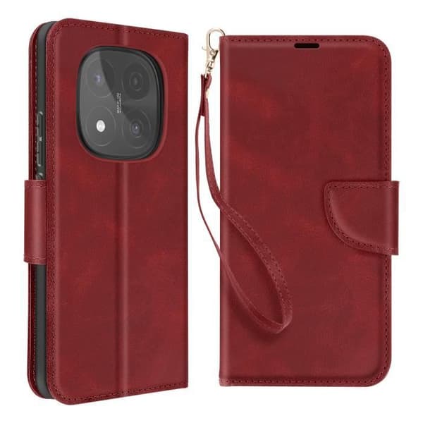 Fodral för Redmi Note 14 Pro och 14 Pro Plus Plånbok Dragkedja Bordeaux
