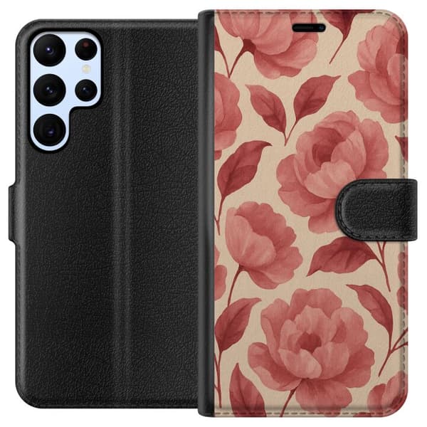 Samsung Galaxy S22 Ultra 5G Lommeboketui Rose Blomst