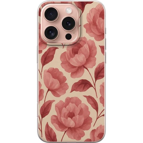 Apple iPhone 16 Pro Genomskinligt Skal Rose Bloom