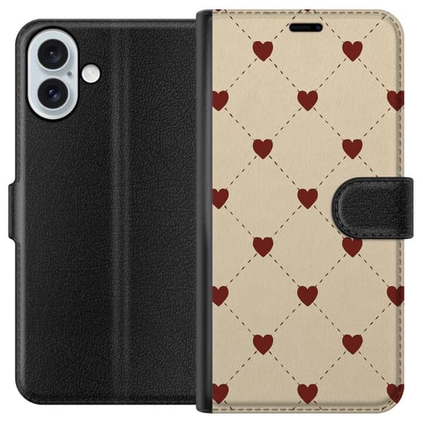Apple iPhone 16 Plus Plånboksfodral Heart Grid