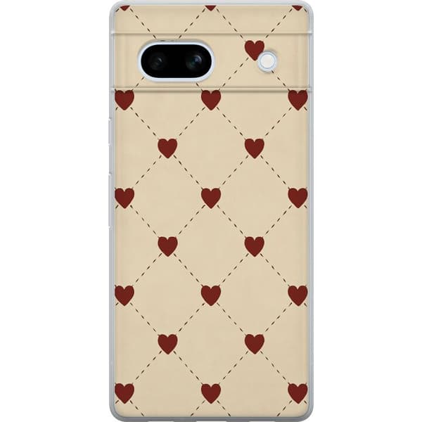 Google Pixel 7a Genomskinligt Skal Heart Grid