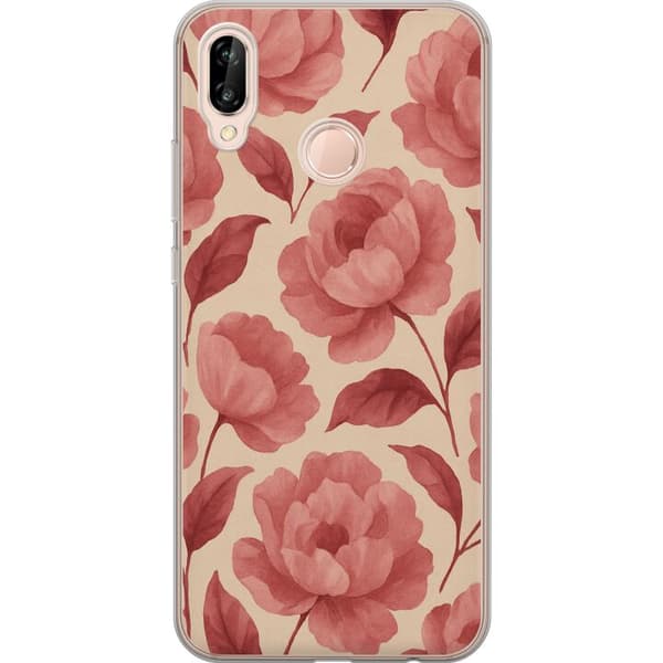 Huawei P20 lite Gennemsigtig cover Roseblomst