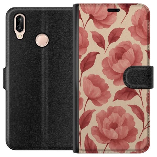 Huawei P20 lite Lompakkokotelo Ruusun Kukinta