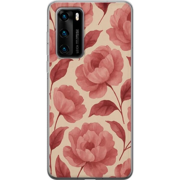 Huawei P40 Läpinäkyvä kuori Ruusun Kukinta