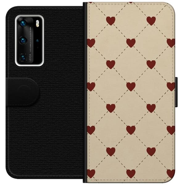 Huawei P40 Pro Tegnebogsetui Hjertegitter