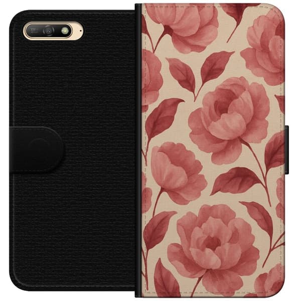 Huawei Y6 (2018) Lommeboketui Rose Blomst