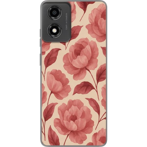 Motorola Moto E14 Läpinäkyvä kuori Ruusun Kukinta
