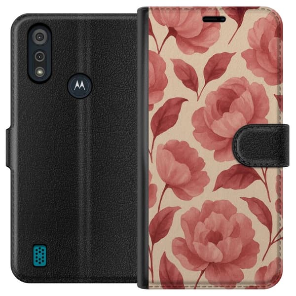 Motorola Moto E6i Tegnebogsetui Roseblomst