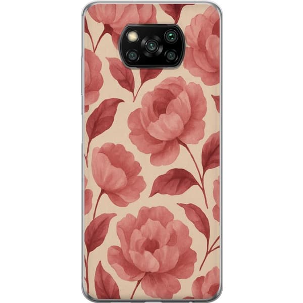 Xiaomi Poco X3 NFC Gennemsigtig cover Roseblomst