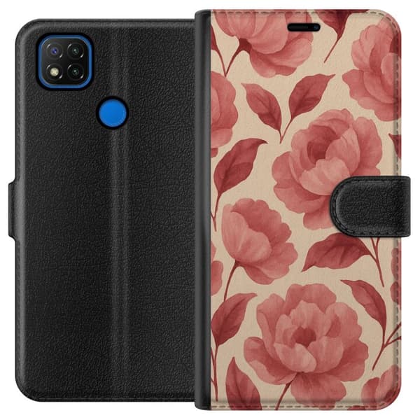 Xiaomi Redmi 9C Lompakkokotelo Ruusun Kukinta