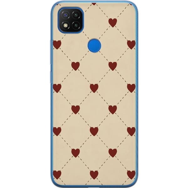 Xiaomi Redmi 9C Genomskinligt Skal Heart Grid