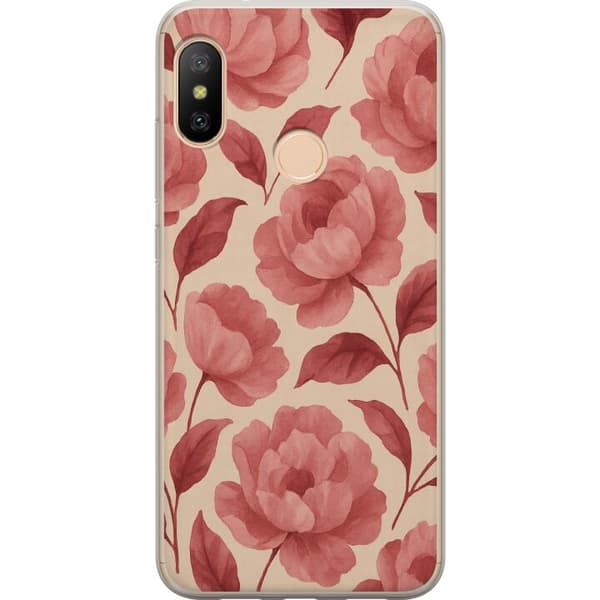 Xiaomi Redmi 6 Pro Genomskinligt Skal Rose Bloom