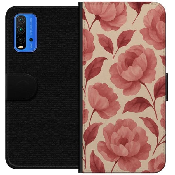 Xiaomi Redmi Note 9 4G Lommeboketui Rose Blomst
