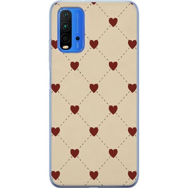 Xiaomi Redmi Note 9 4G Genomskinligt Skal Heart Grid