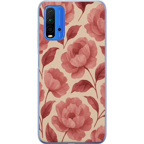 Xiaomi Redmi Note 9 4G Genomskinligt Skal Rose Bloom