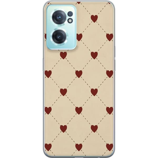 OnePlus Nord CE 2 5G Genomskinligt Skal Heart Grid