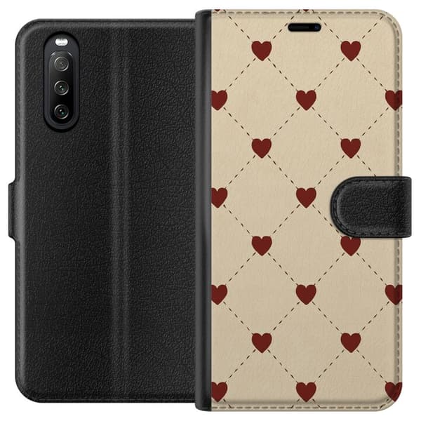 Sony Xperia 10 III Lompakkokotelo Sydänverkko
