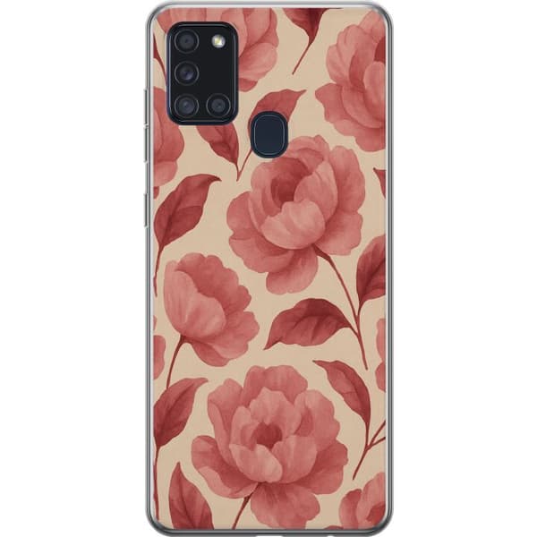 Samsung Galaxy A21s Gennemsigtig cover Roseblomst