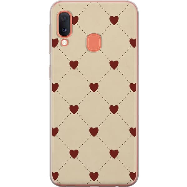 Samsung Galaxy A20e Genomskinligt Skal Heart Grid