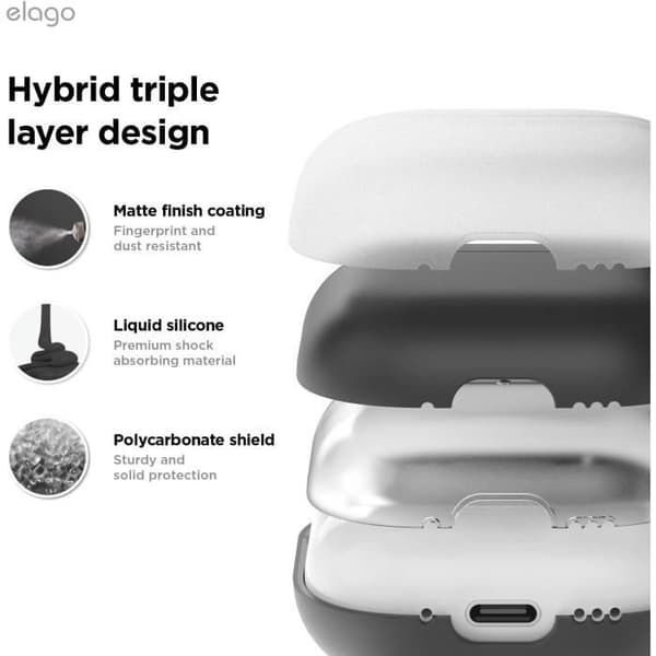 Skyddshölje - elago - Liquid Hybrid - Kompatibel med AirPods 4 - Stöttålig - Svart